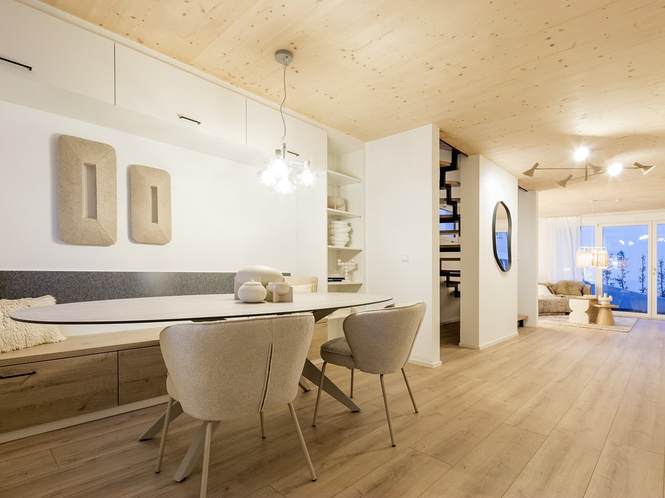 Haustyp Jazz mit Satteldach und Holzdecke