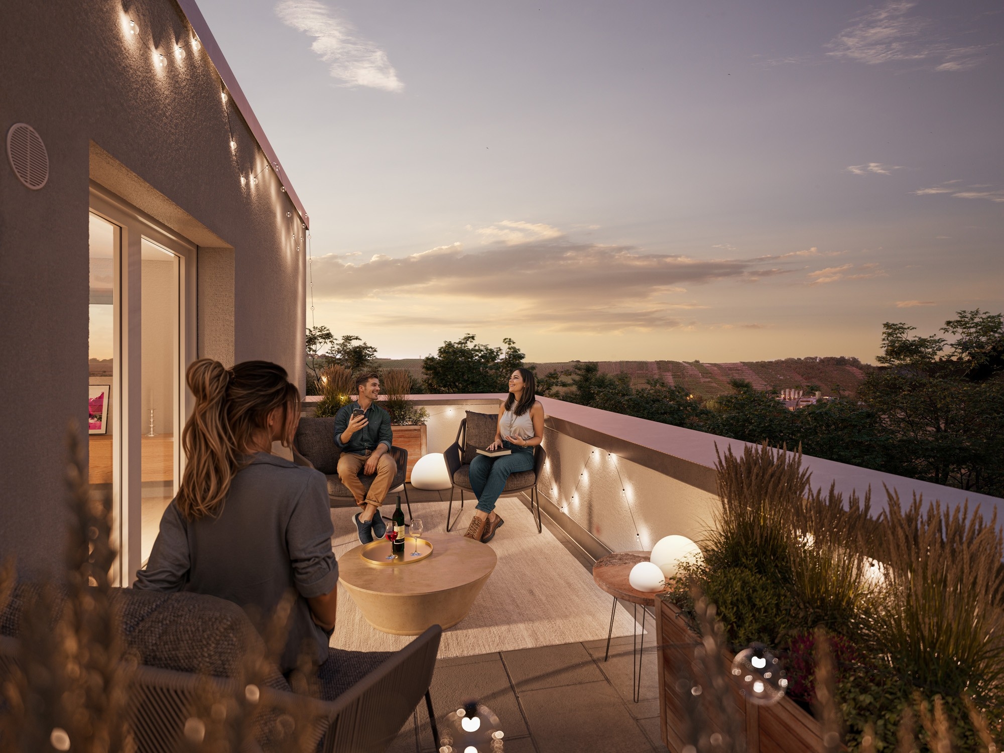 Dachterrasse mit Weinbergblick